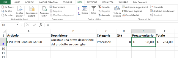 Risultato finale del Filtro Avanzato