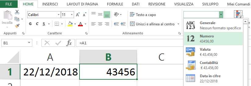 Numero seriale di una data excel