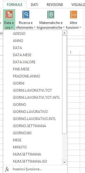 Gruppo di funzioni DATA e ORA