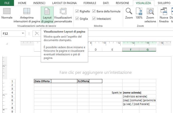 Visualizzazione Layout di Pagina