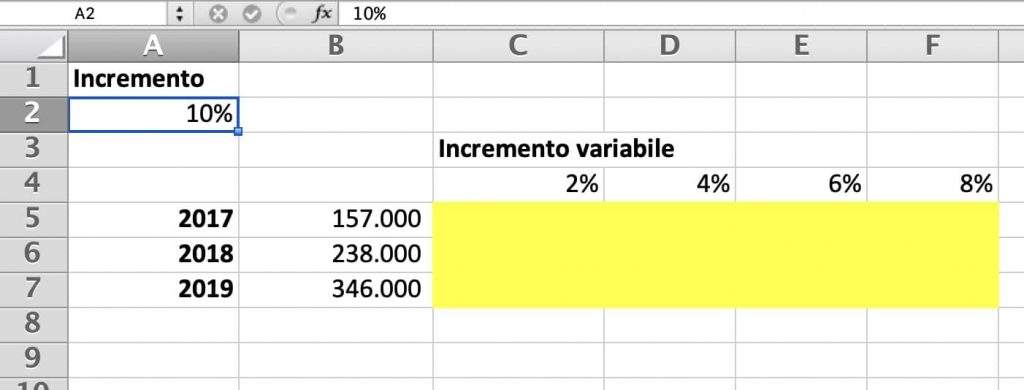 Simbolo dollaro esempio con tre variabili