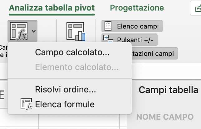 Come inserire un campo calcolato