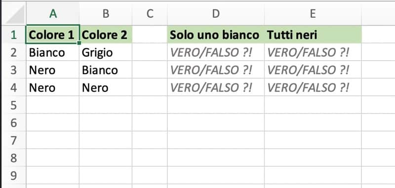 Esempio di funzione logica SE con più condizioni