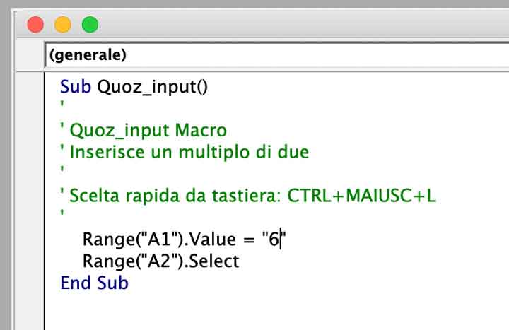 Routine VBA modificata