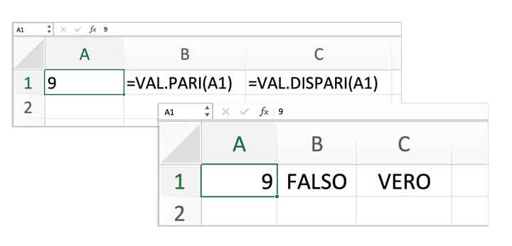 Numeri pari e dispari in Excel