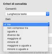 Criteri per lunghezza testo