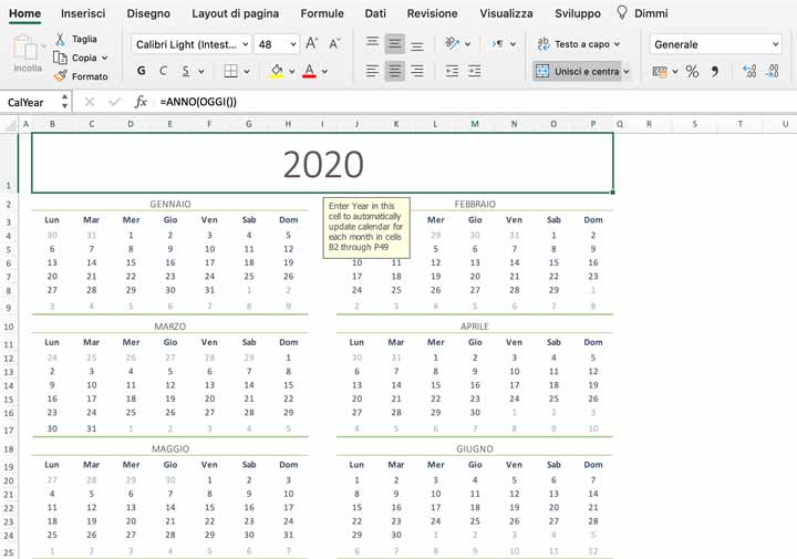 Calendário 2022 Excel