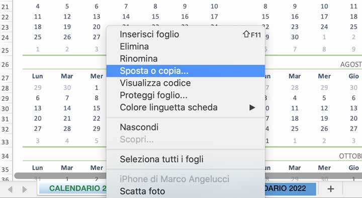 Calendari multipli nella stessa cartella di lavoro