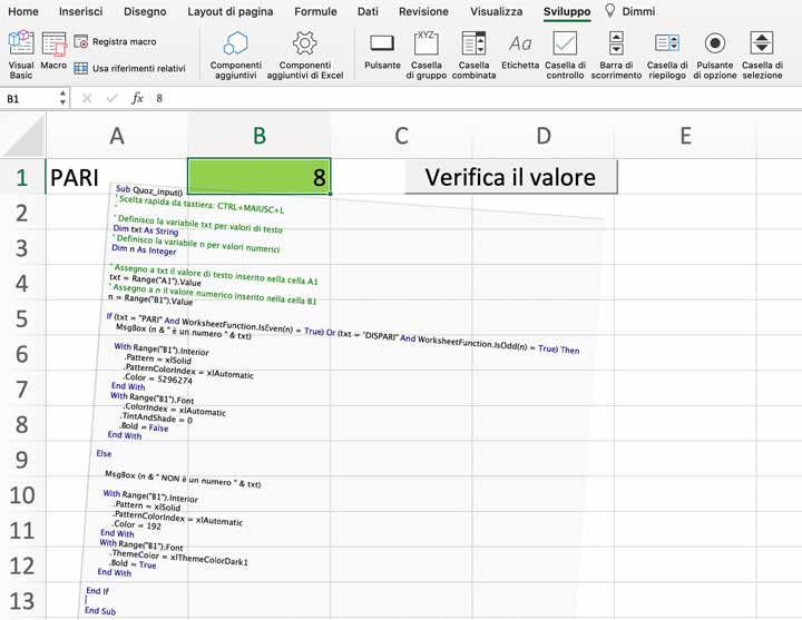 Controllo logico If/Then/Else in una macro VBA di Excel