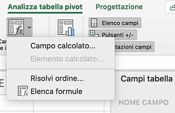 Come inserire un campo calcolato nella tabella pivot