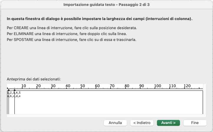 Come posizionare le interruzioni di colonna nel file di testo