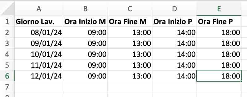 Come calcolare le ore di lavoro con Excel